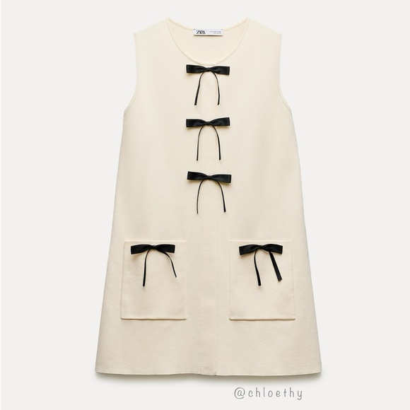 Zara Dresses & Skirts - Zara KNIT MINI DRESS WITH CONTRASTING BOWS